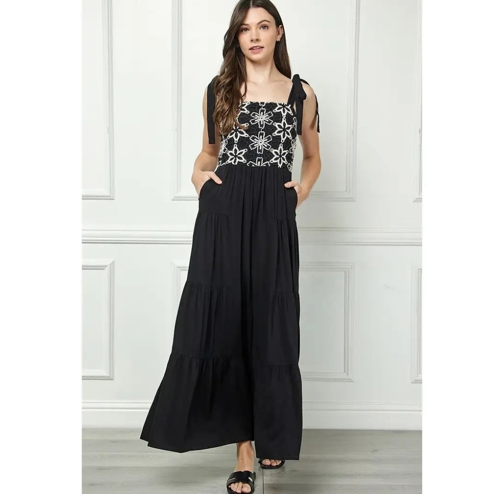 V3 The Victoria Black Floral Jumpsuit